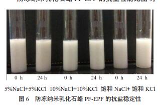 防冻纳米乳化石蜡 PF-EPF 的抗盐稳定性